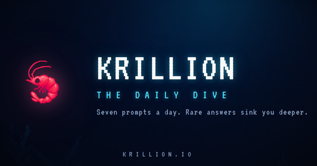 Official Krillion Daily Dive artwork with a red krill over a dark ocean